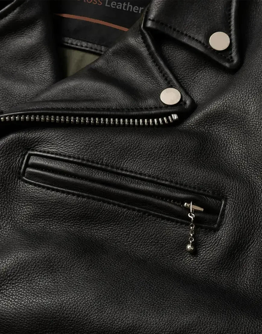 Widowmaker Black Motorbike Leather Jacket for Men