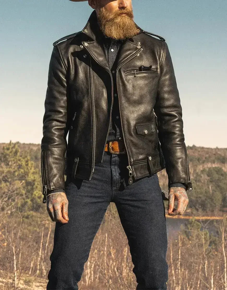 Widowmaker Black Motorbike Leather Jacket for Men