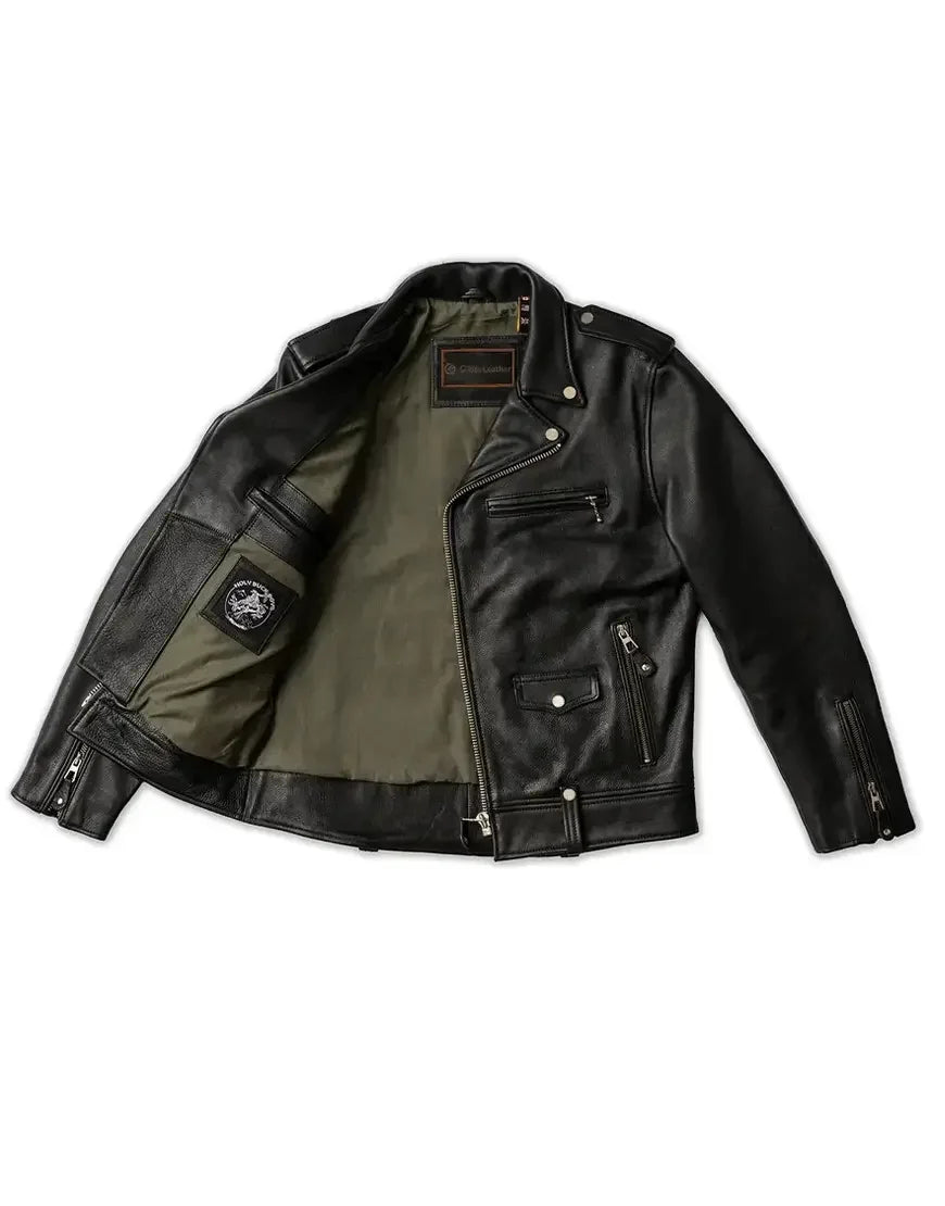 Widowmaker Black Motorbike Leather Jacket for Men