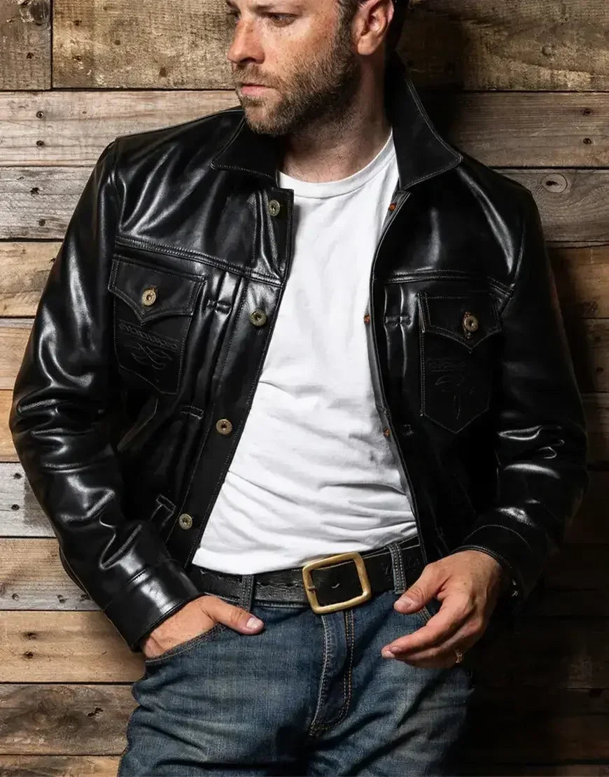 The Convoy 25 Black Leather Jacket