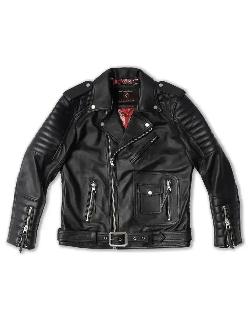 Belvedere Black Leather Jacket for Men
