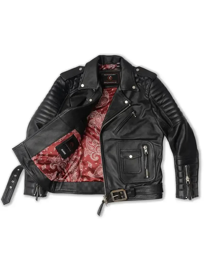 Belvedere Black Leather Jacket for Men