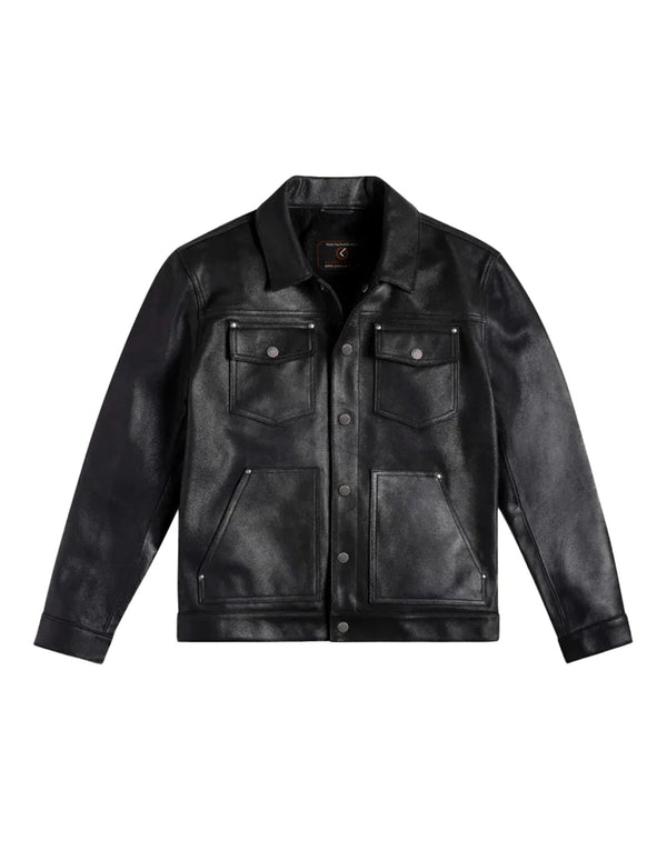 Black Roughout Lambskin Leather Jacket