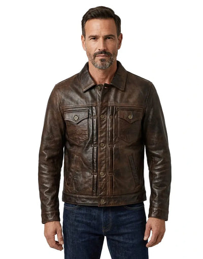 The Convoy Rust – Rugged Leather Jacket