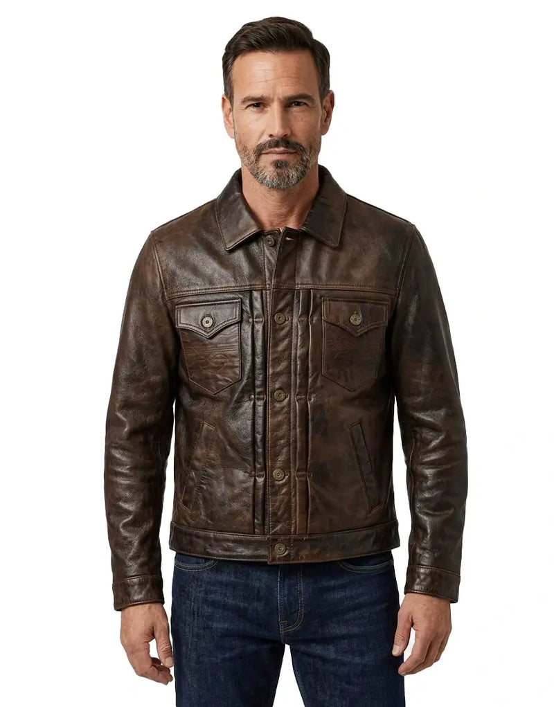 The Convoy Rust – Rugged Leather Jacket