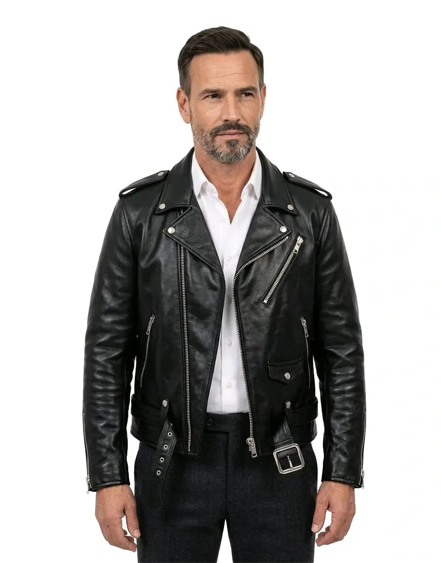 The Tombstone Men’s Black Leather Biker Jacket