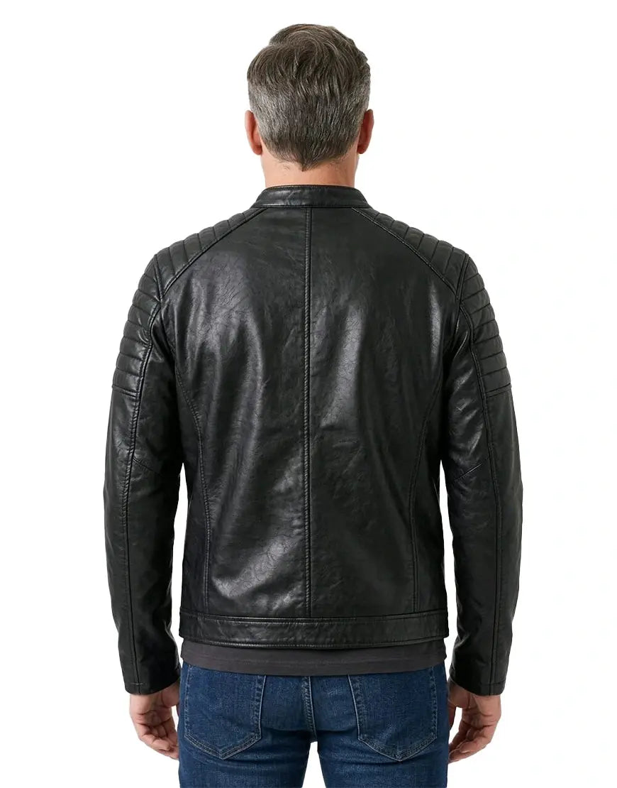 Men’s Black Cowhide Leather Biker Jacket