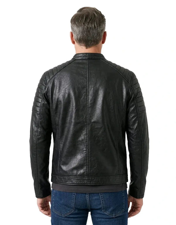 Men’s Black Cowhide Biker Leather Jacket