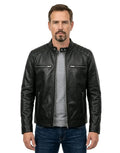Men’s Black Cowhide Biker Leather Jacket