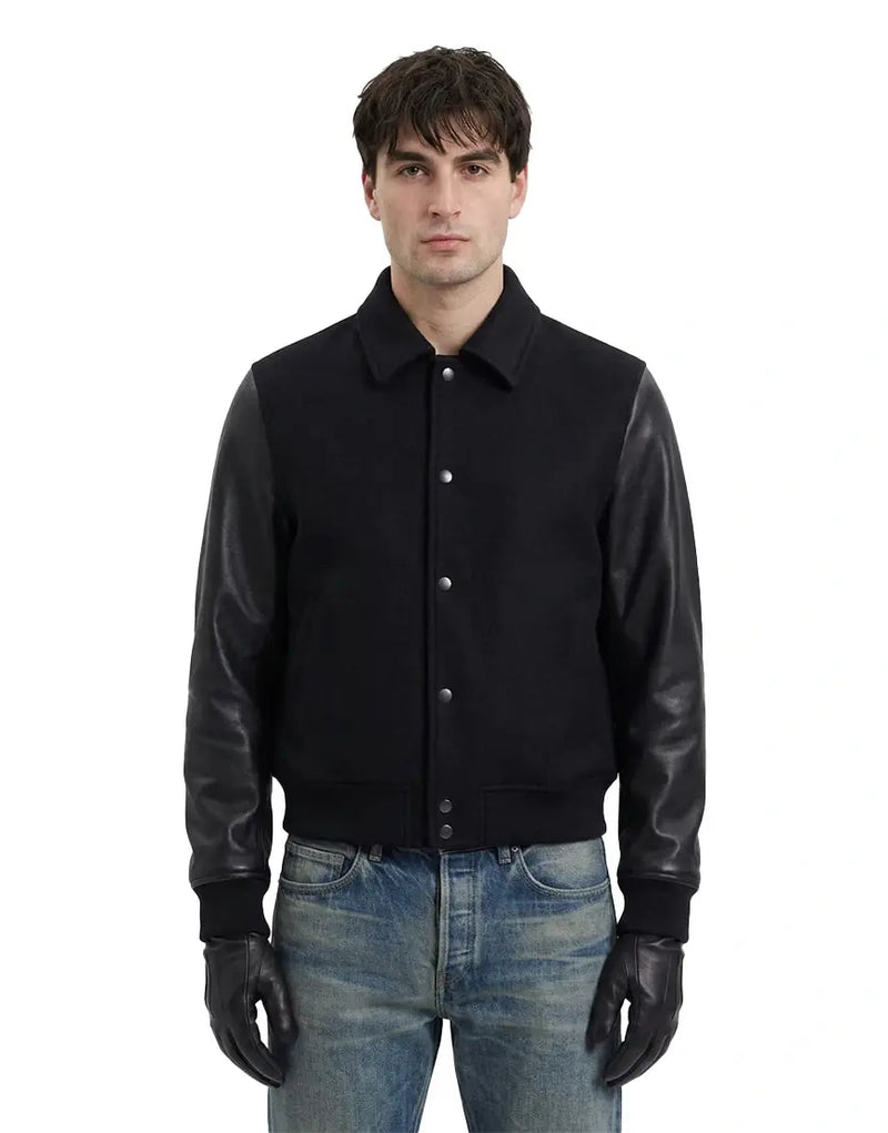 Wool Blend & Leather Varsity Jacket