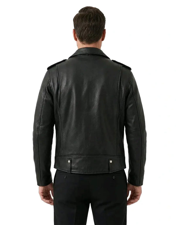 Widowmaker Black Motorbike Leather Jacket for Men