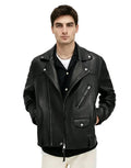 Warner Relaxed Fit Whipstitch Leather Biker Jacket