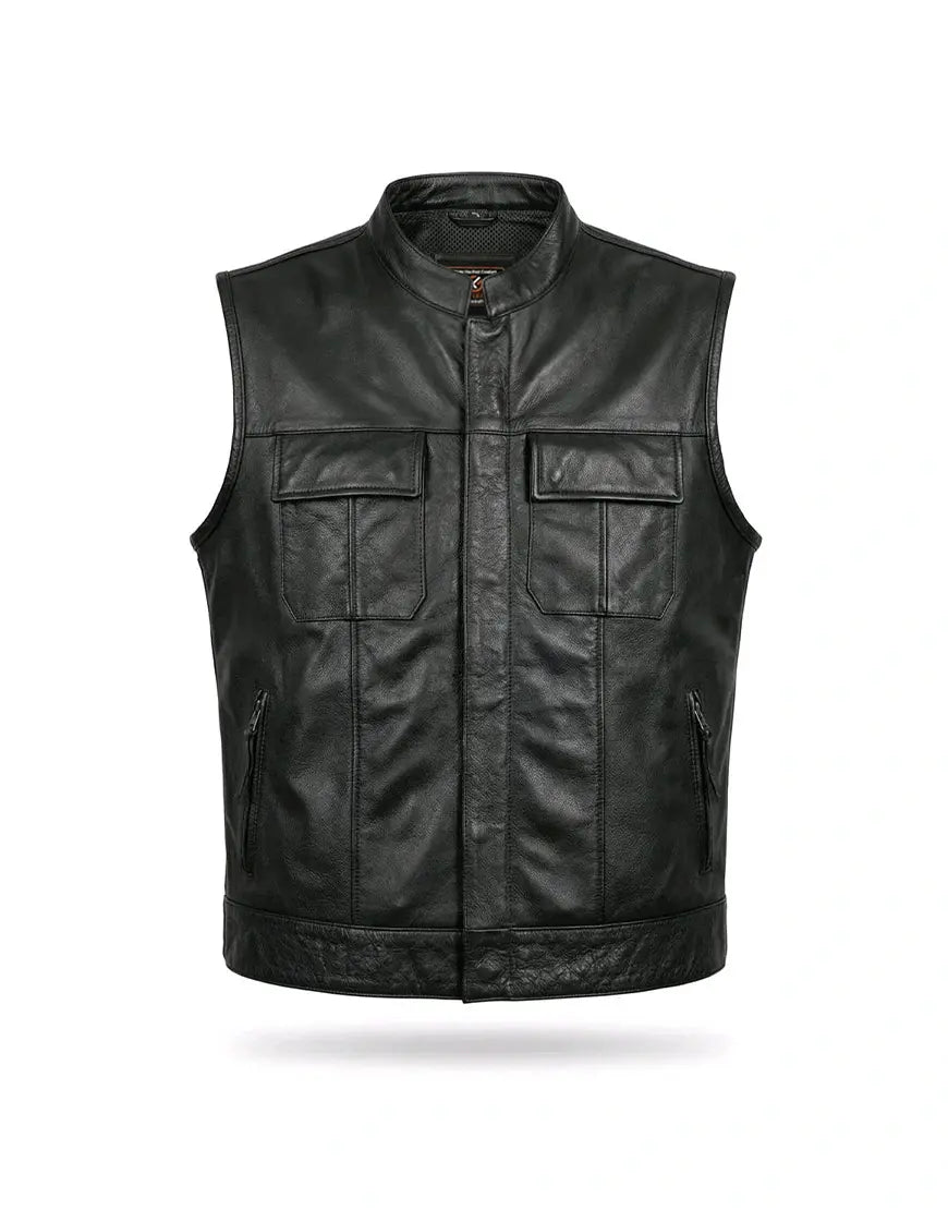 SOA Motorcycle Genuine Leather Vest For Men