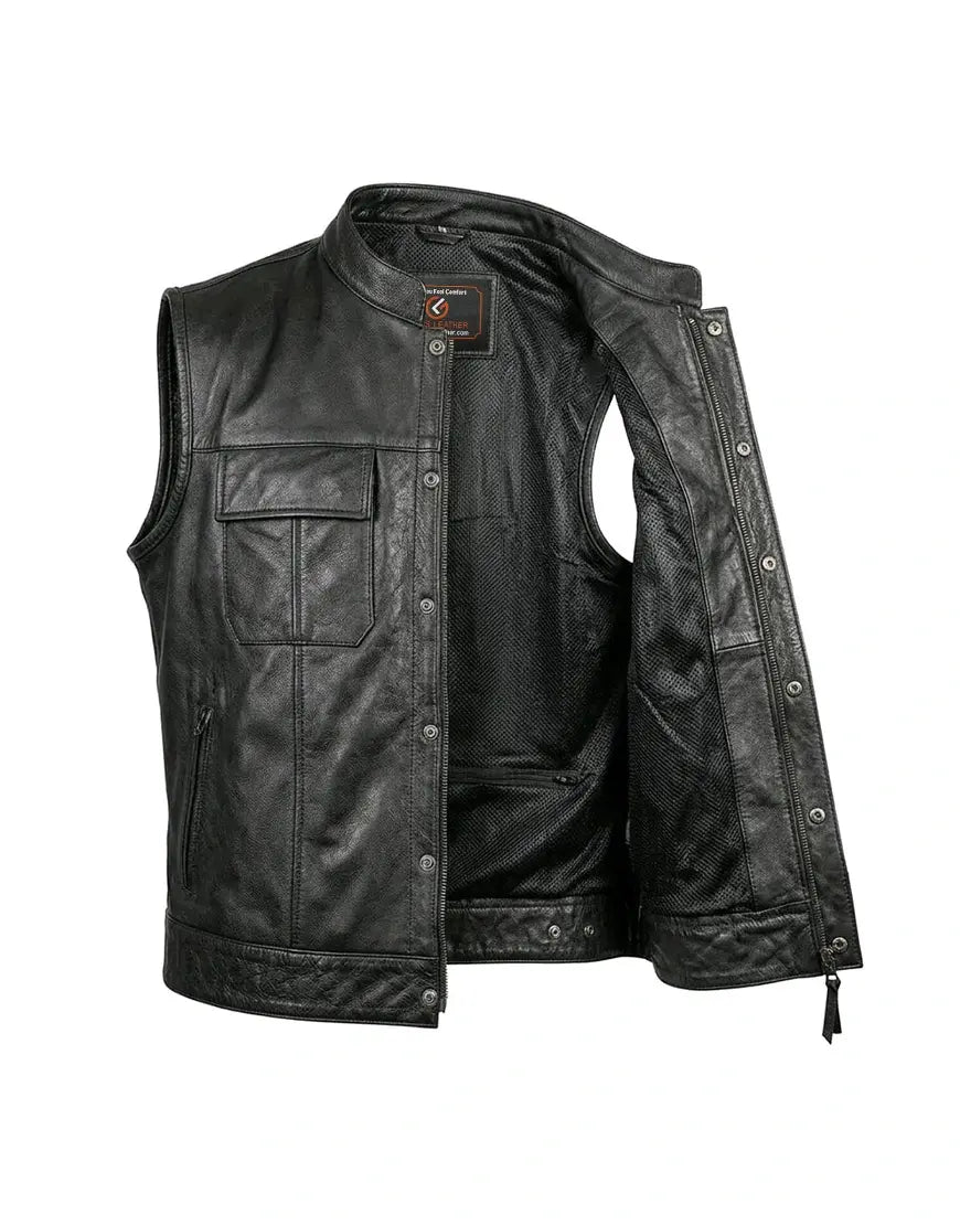 SOA Motorcycle Genuine Leather Vest For Men