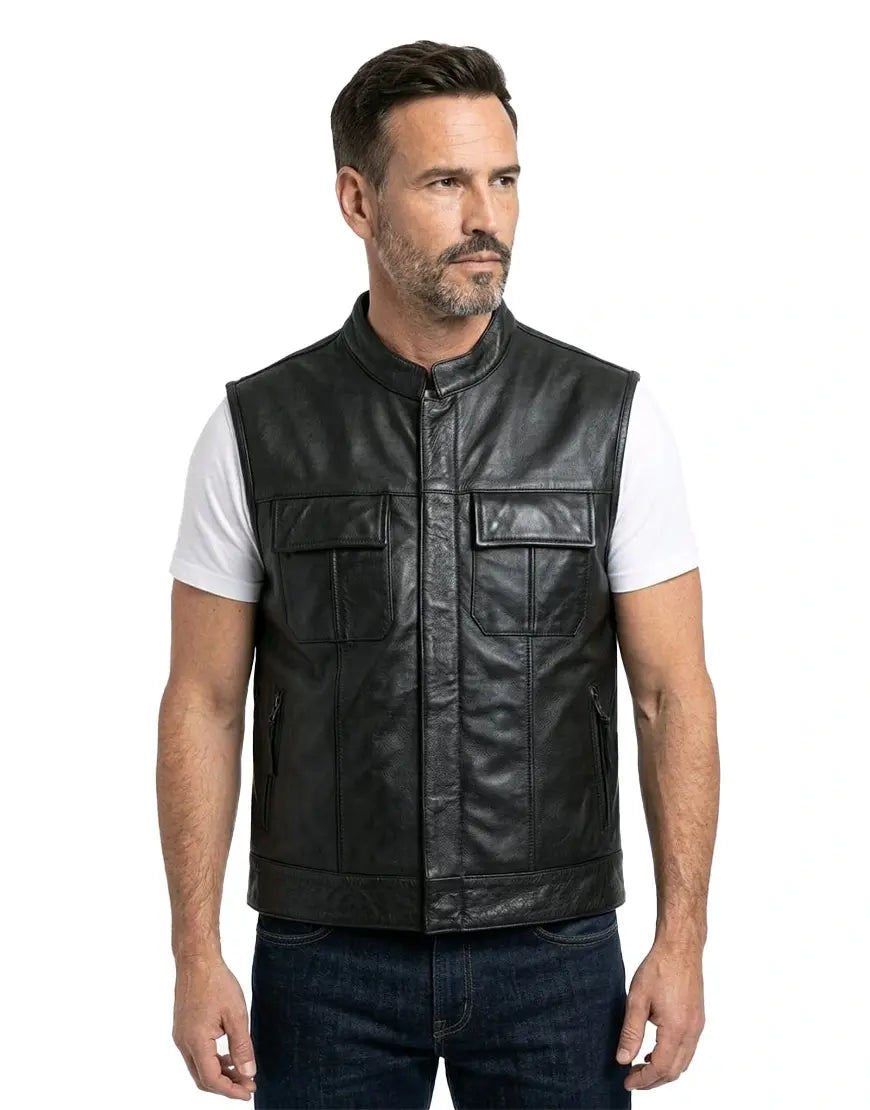 SOA Motorcycle Genuine Leather Vest For Men
