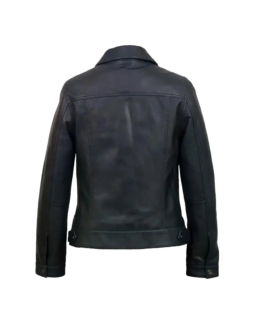 Women's Black Denim Style Tilly Leather Jacket