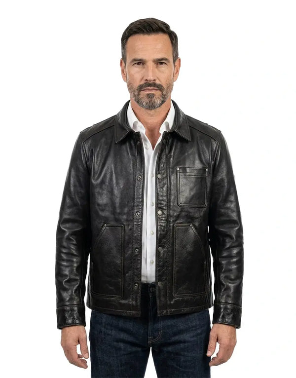 Men Vanguard Leather Jacket by Gloss Leather