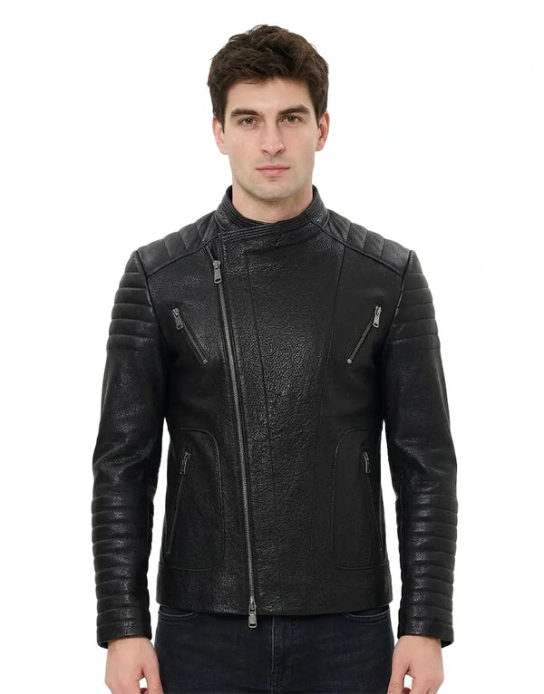 Men Black Leather Jacket by Gloss Leather