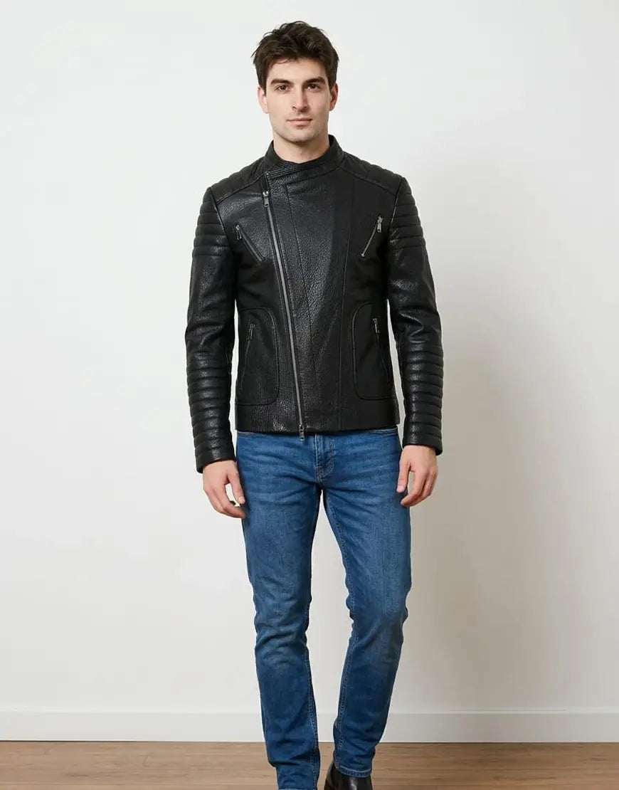 Men Black Leather Jacket by Gloss Leather