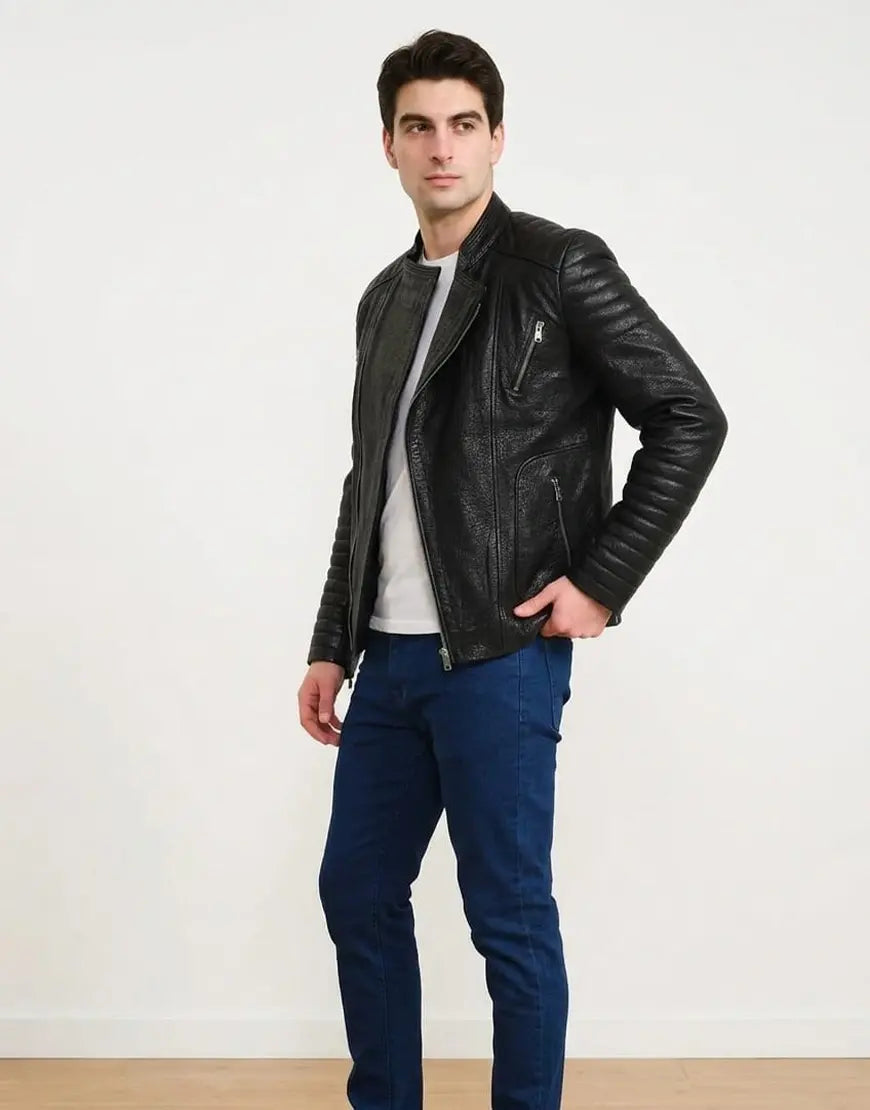 Men Black Leather Jacket by Gloss Leather