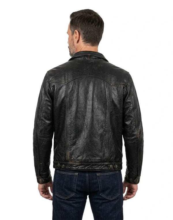 Gloss Leather Convoy Jacket – Rugged Black Leather Jacket