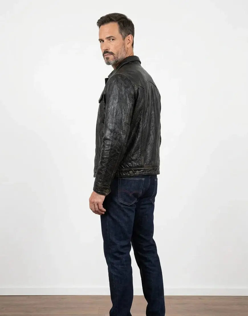 Gloss Leather Convoy Jacket – Rugged Black Leather Jacket