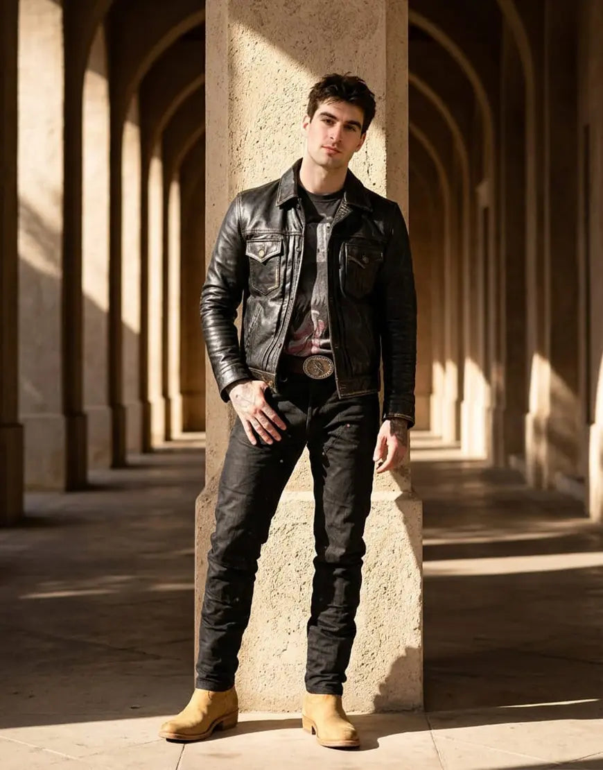 Gloss Leather Convoy Jacket – Rugged Black Leather Jacket