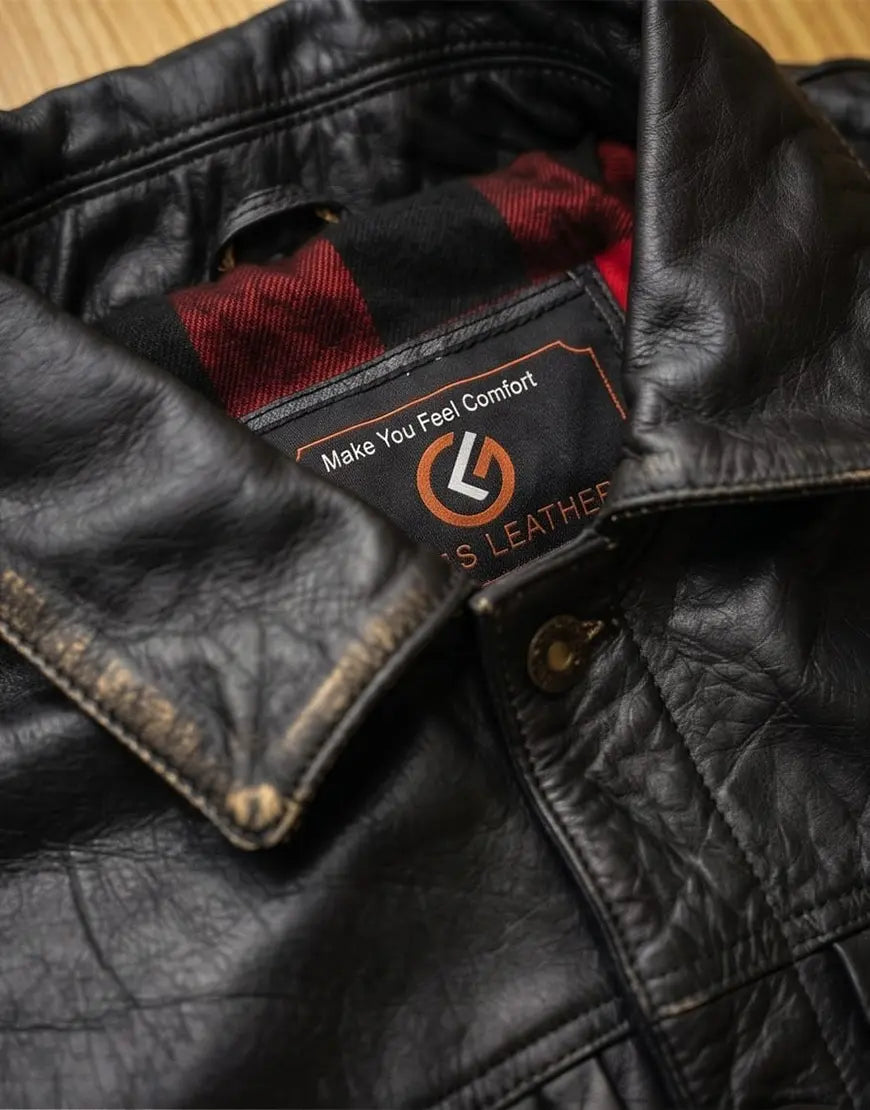 Gloss Leather Convoy Jacket – Rugged Black Leather Jacket