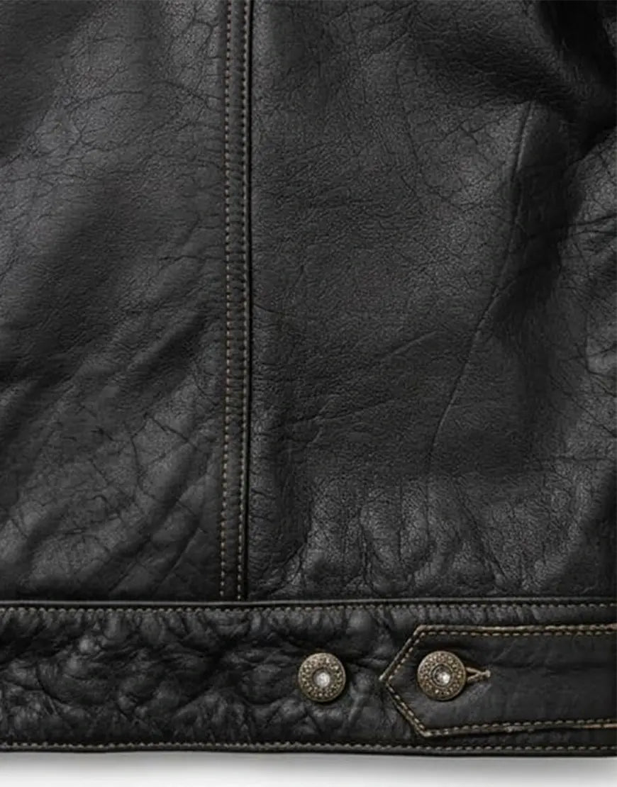 Gloss Leather Convoy Jacket – Rugged Black Leather Jacket