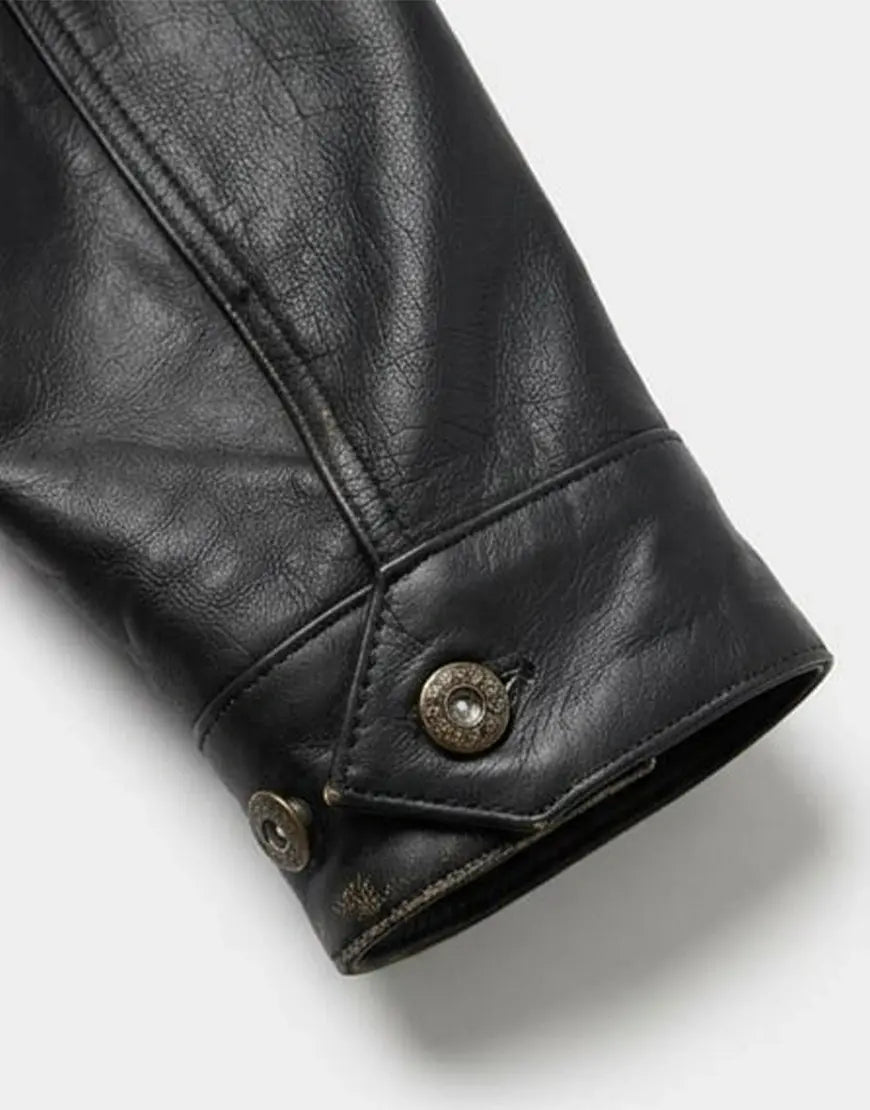 Gloss Leather Convoy Jacket – Rugged Black Leather Jacket