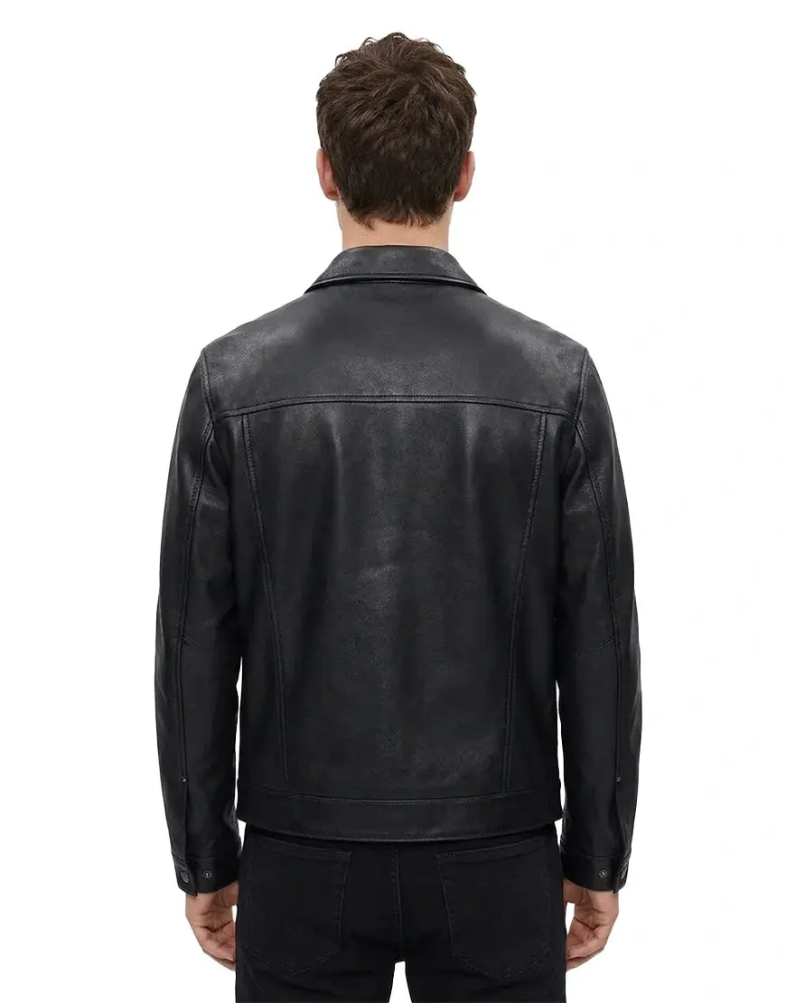 Black Roughout Lambskin Leather Jacket