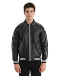 Cooper Black Leather Varsity Jacket by Gloss Leather