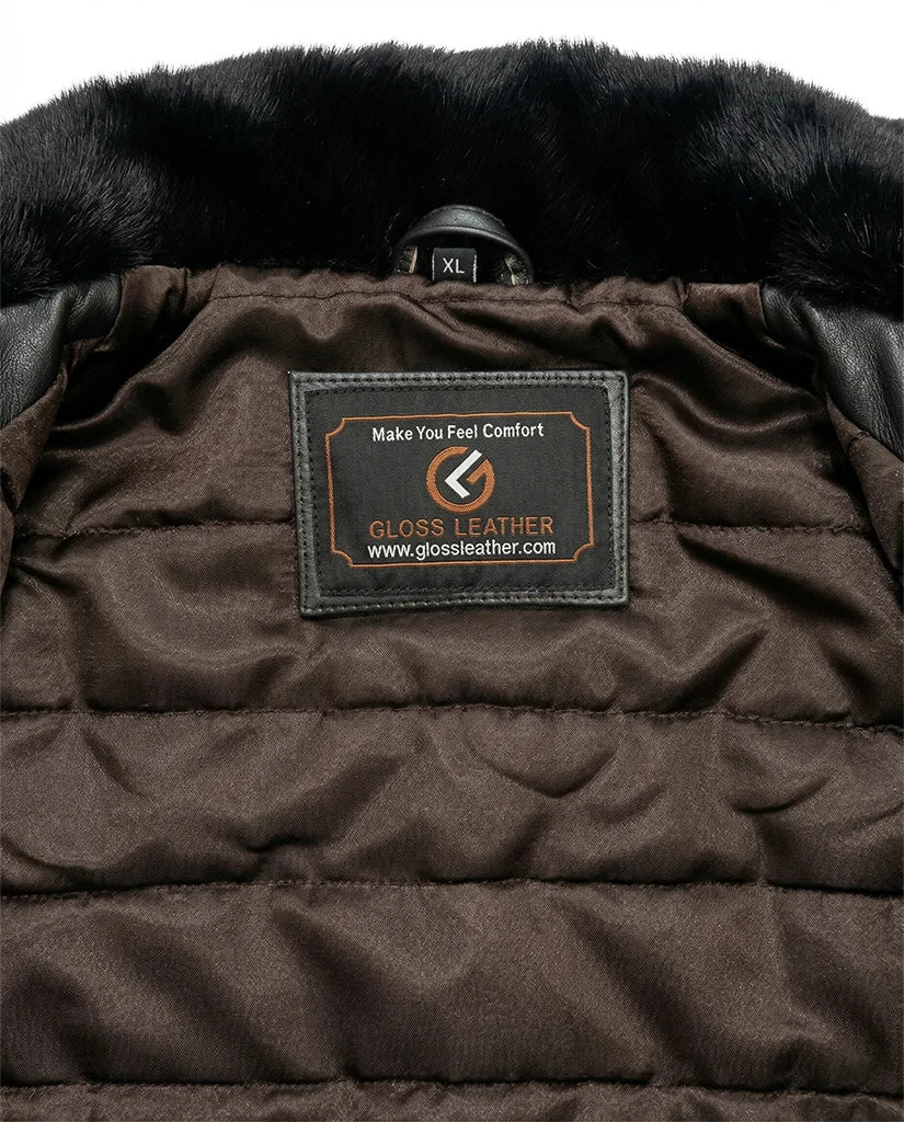 Gloss Leather Convoy 26 jacket detailed stitching and premium finish