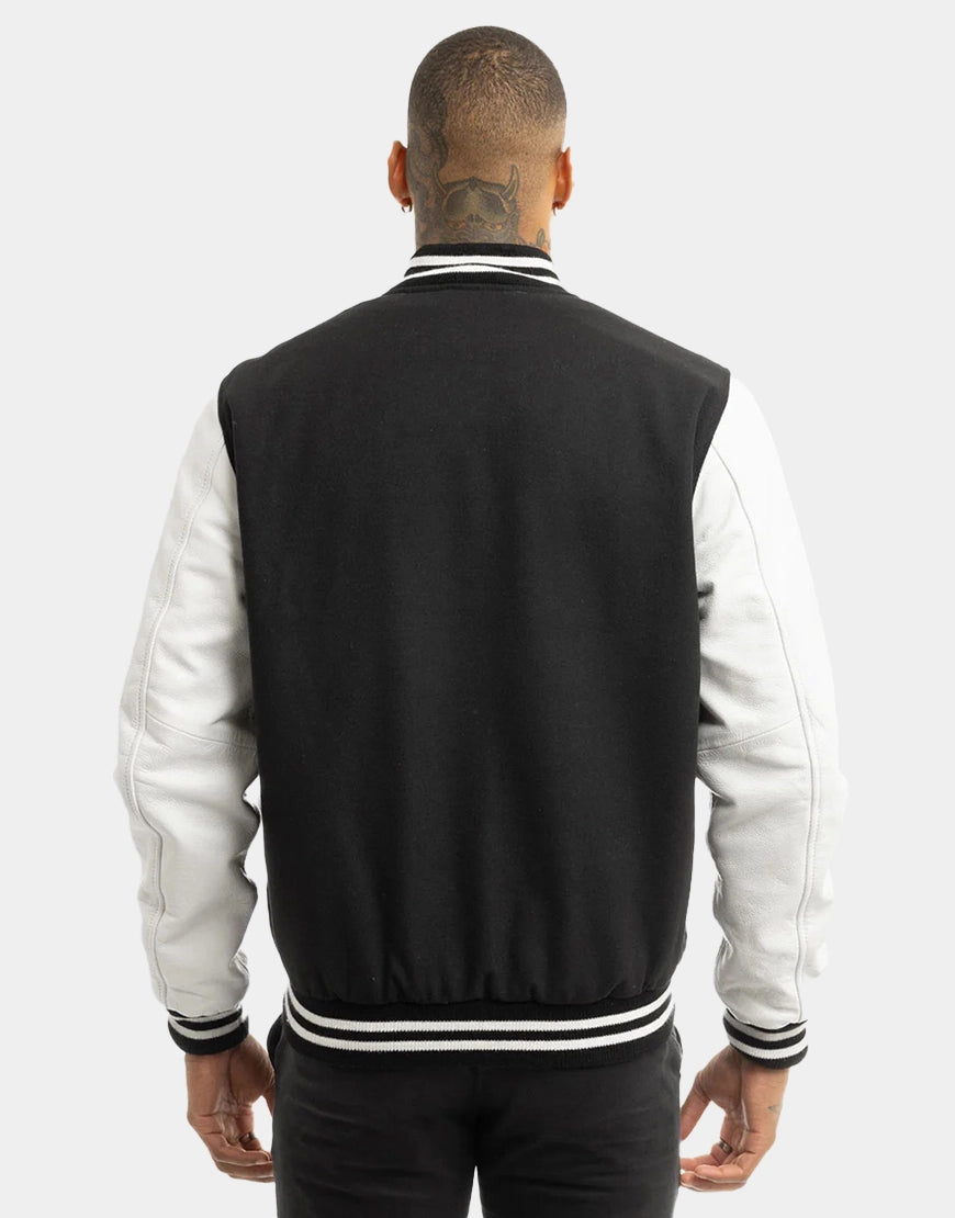 Jude men's varsity jacket black club style leather jacket modern streetwear look