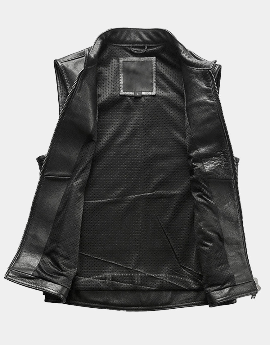Motorcycle Rivets Genuine Leather Vest stylish genuine leather biker vest for men and women