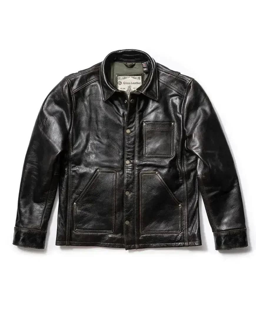 Men Vanguard Leather Jacket by Gloss Leather premium genuine leather jacket for men USA stylish winter motorcycle leather jacket