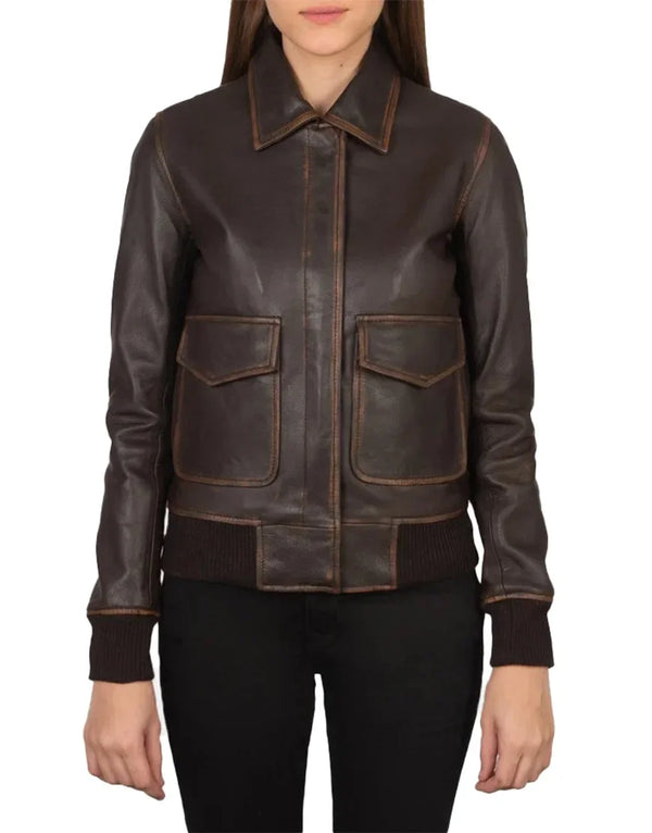 Westa A-2 Brown Leather Bomber Jacket by Gloss Leather