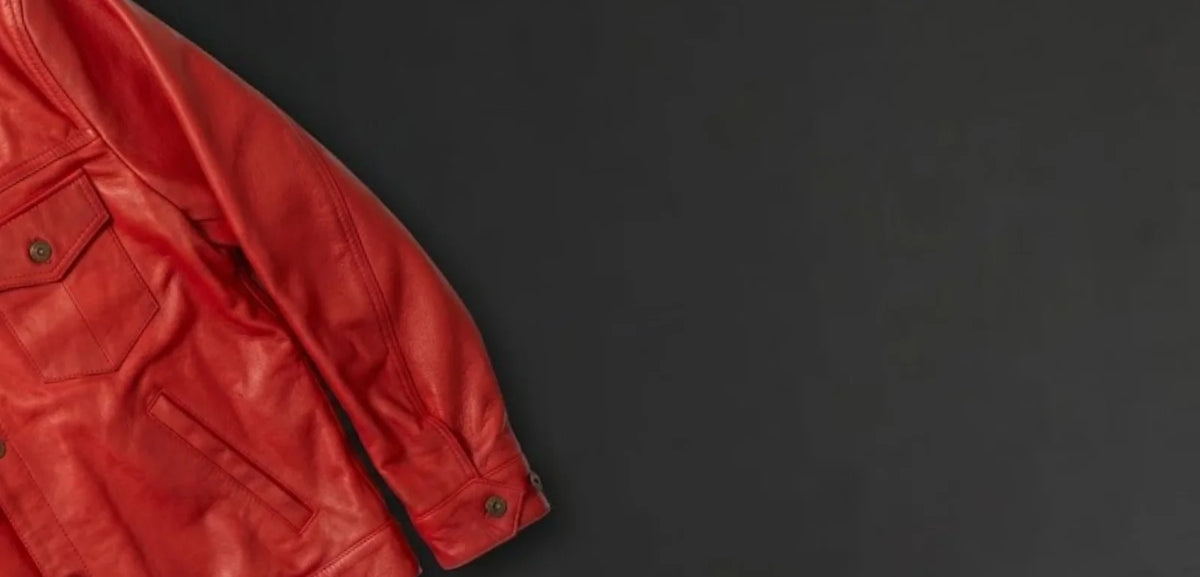 Men’s Red Leather Shirt Jacket – Trucker Style