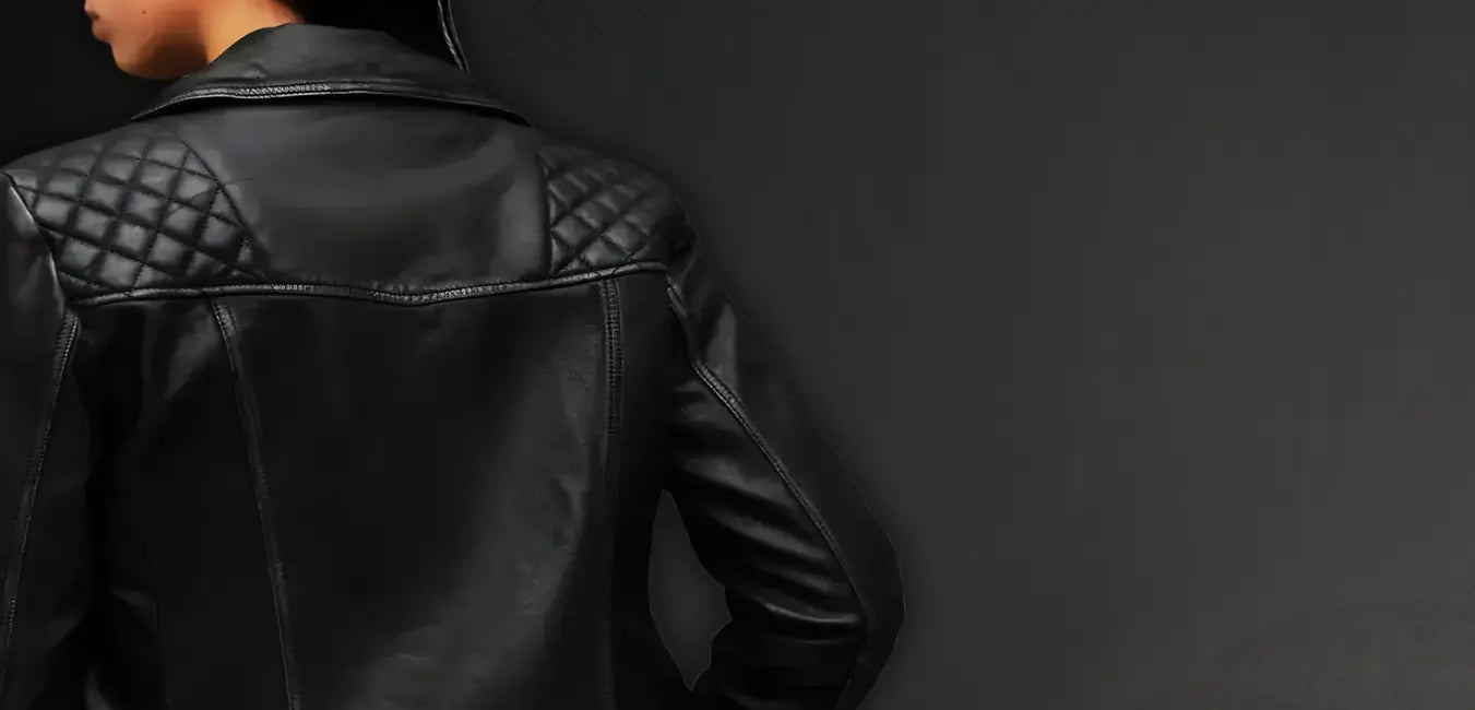 Cargo Distressed Leather Biker Jacket For Women's