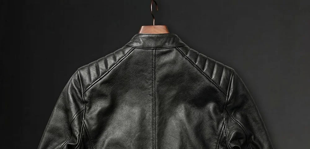 Men’s Black Cowhide Leather Biker Jacket
