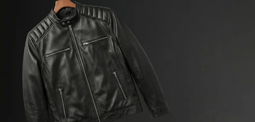 Men’s Black Cowhide Leather Biker Jacket